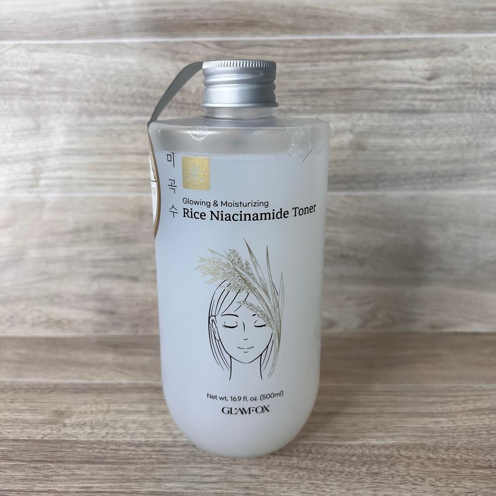 GLAMFOX Rice Niacinamide Toner 16.9oz  Hydrating, Brightening K-Beauty Glow Skin